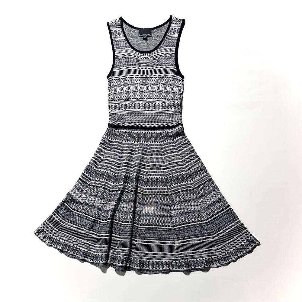 Cynthia Rowley black & white geometric patterned dress
